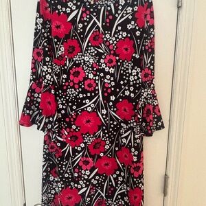 Tommy Hilfiger Black Dress with Red and White Floral Pattern Size 6